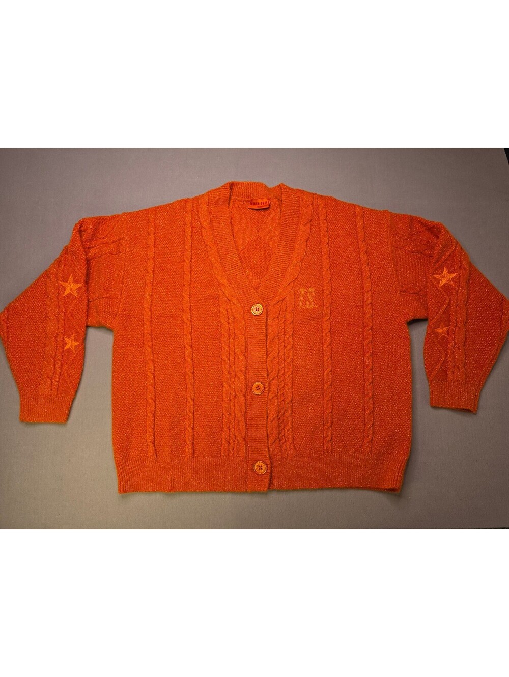 Taylor Swift The Life of a Showgirl Orange Metallic Cable Knit Cardigan MD/LG